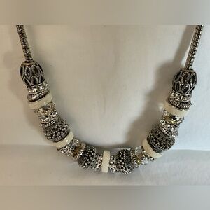 Chic Silver and Cream Beaded Necklace